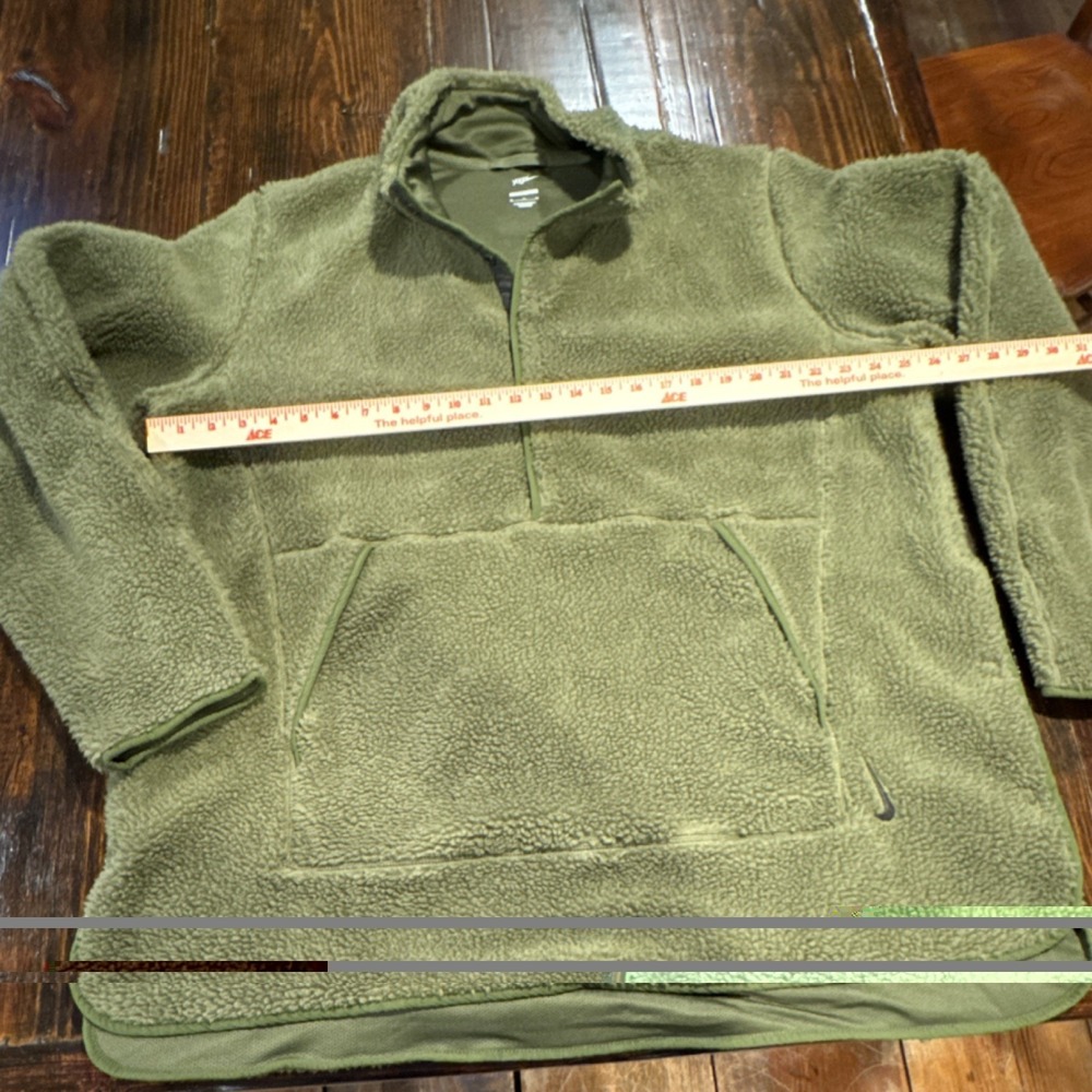 Nike Yoga Men's XL Olive Green Fleece Sherpa Pullover Jacket 1/2 Snap DD2182-326